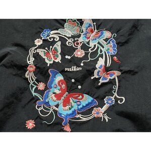 Japanese Mztkin Brand Embroidered Butterfly Floral Tote Bag Black Bold Colorful